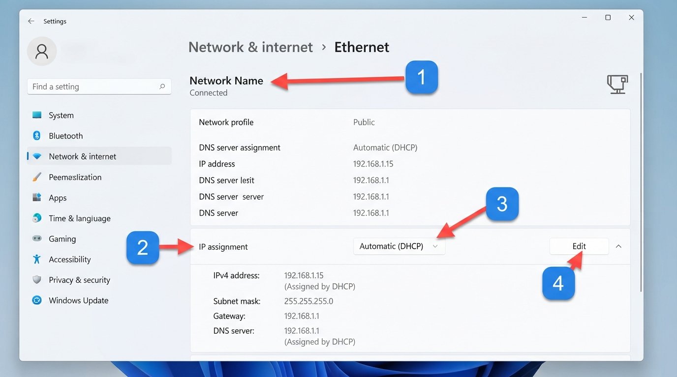 Ethernet IPv4 and DHCP Settings