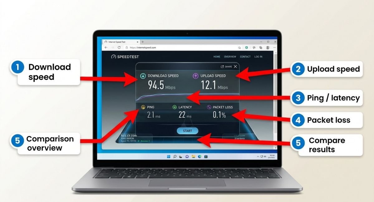 Checking Download Speed, Upload Speed, Ping and Packet Loss
