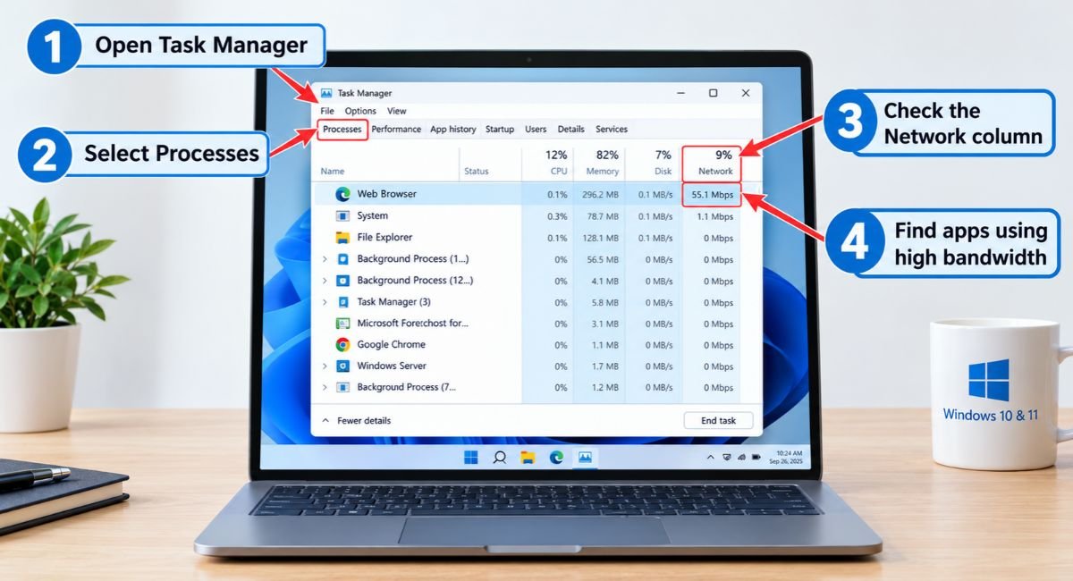 Checking Which Apps Are Using Internet Bandwidth in Windows