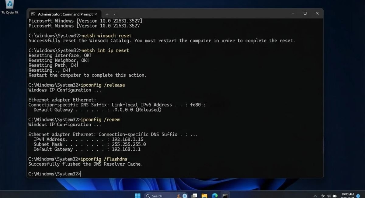 Reset TCP IP and Flush DNS 