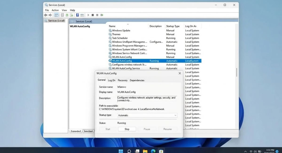 Restart WLAN AutoConfig Service
