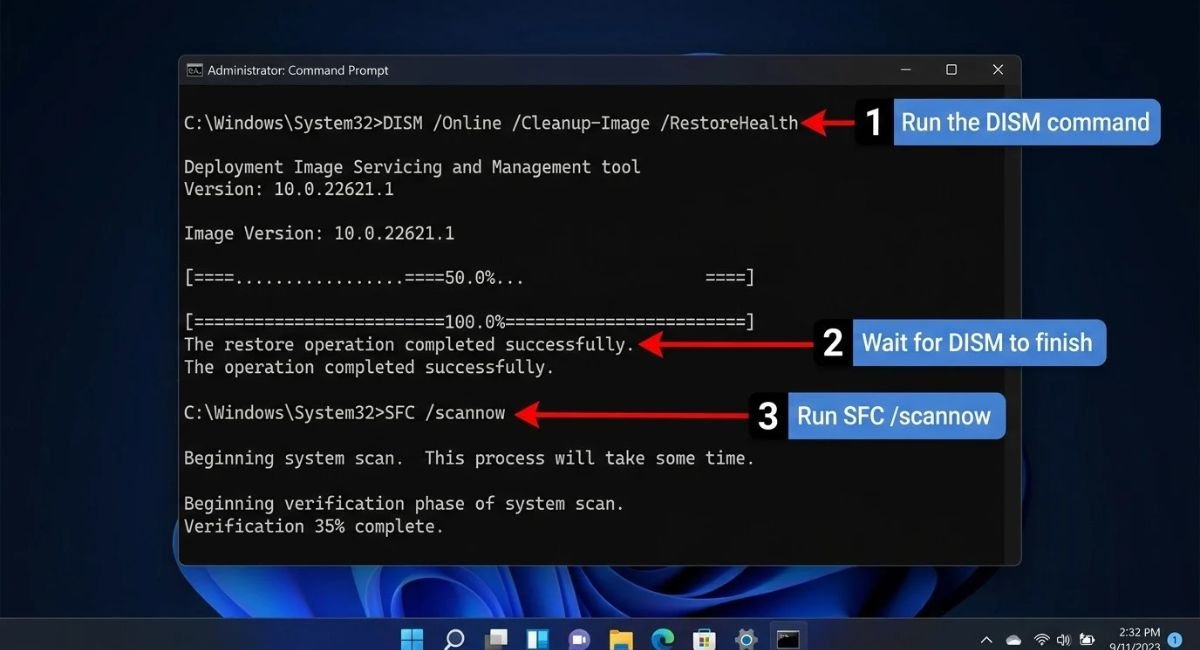 Run DISM and SFC to Repair