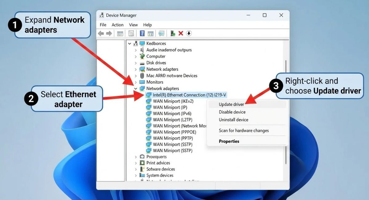 Update Ethernet Driver in Device Manager