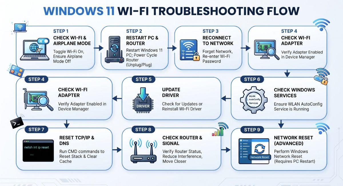 Windows 11 Wi-Fi troubleshooting steps