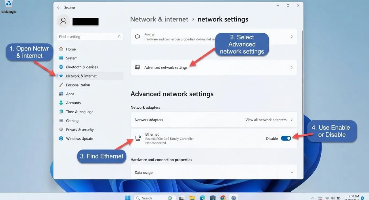 Windows Ethernet Adapter Settings