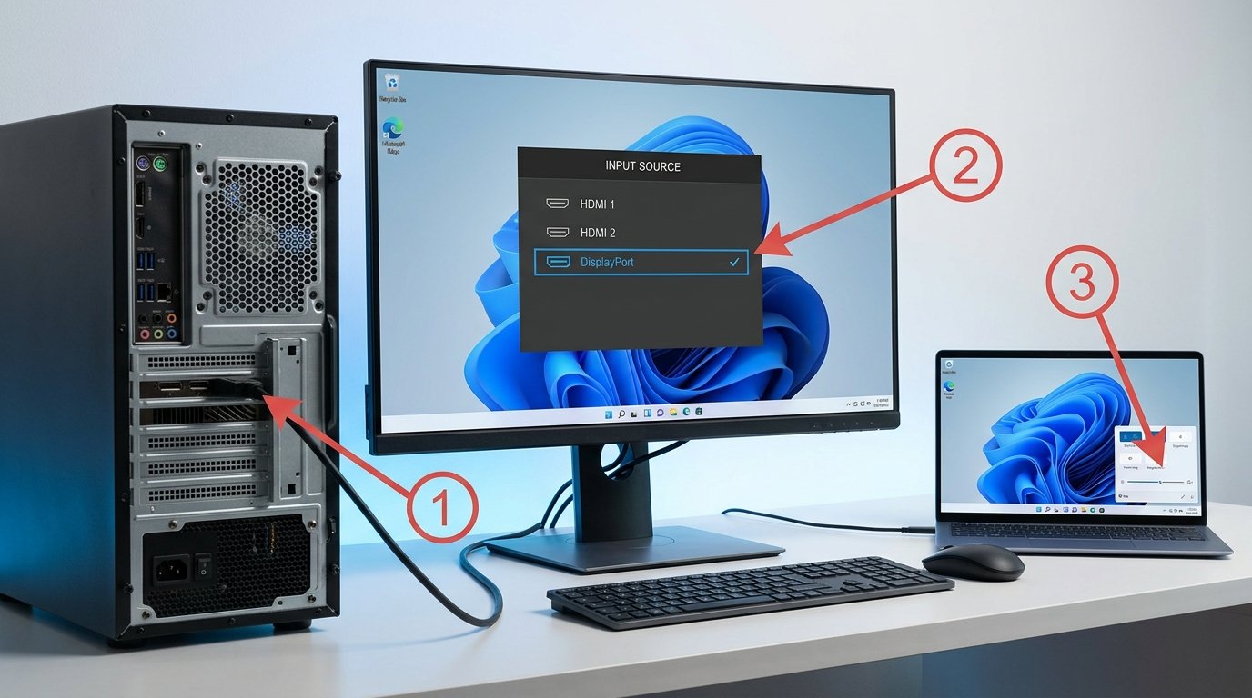 Check Monitor, Display Cables, and Brightness