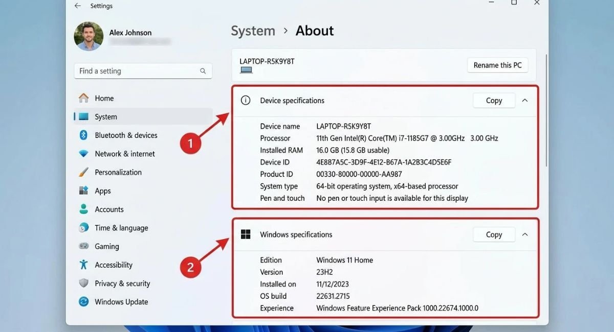 Check PC Specifications Using Windows Settings