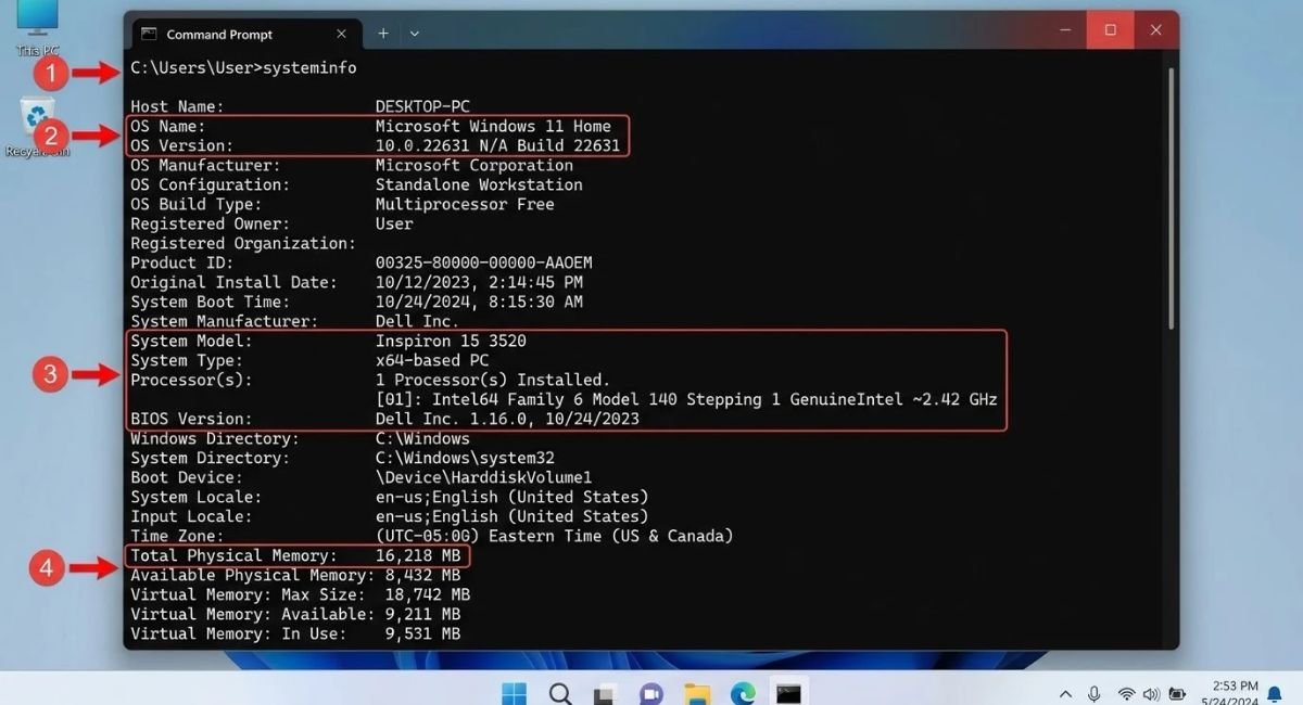 Check PC Specs Using the Systeminfo Command