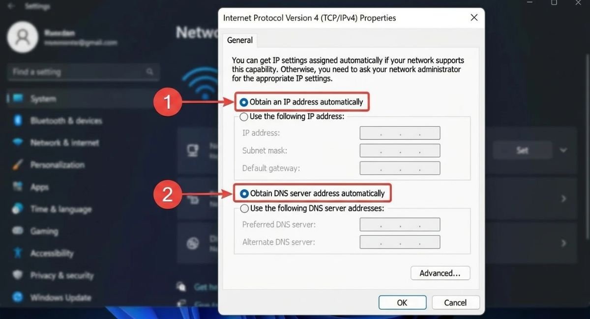 Configure IPv4 and DNS Settings in Windows