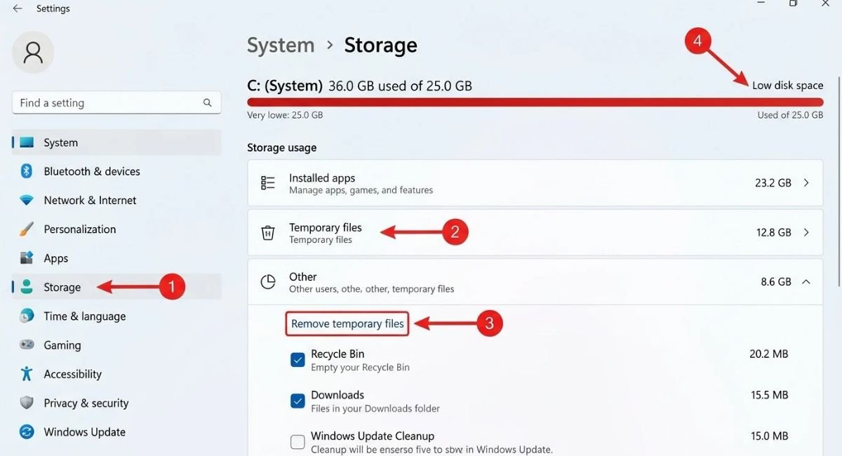 Free Up Storage Space in Windows