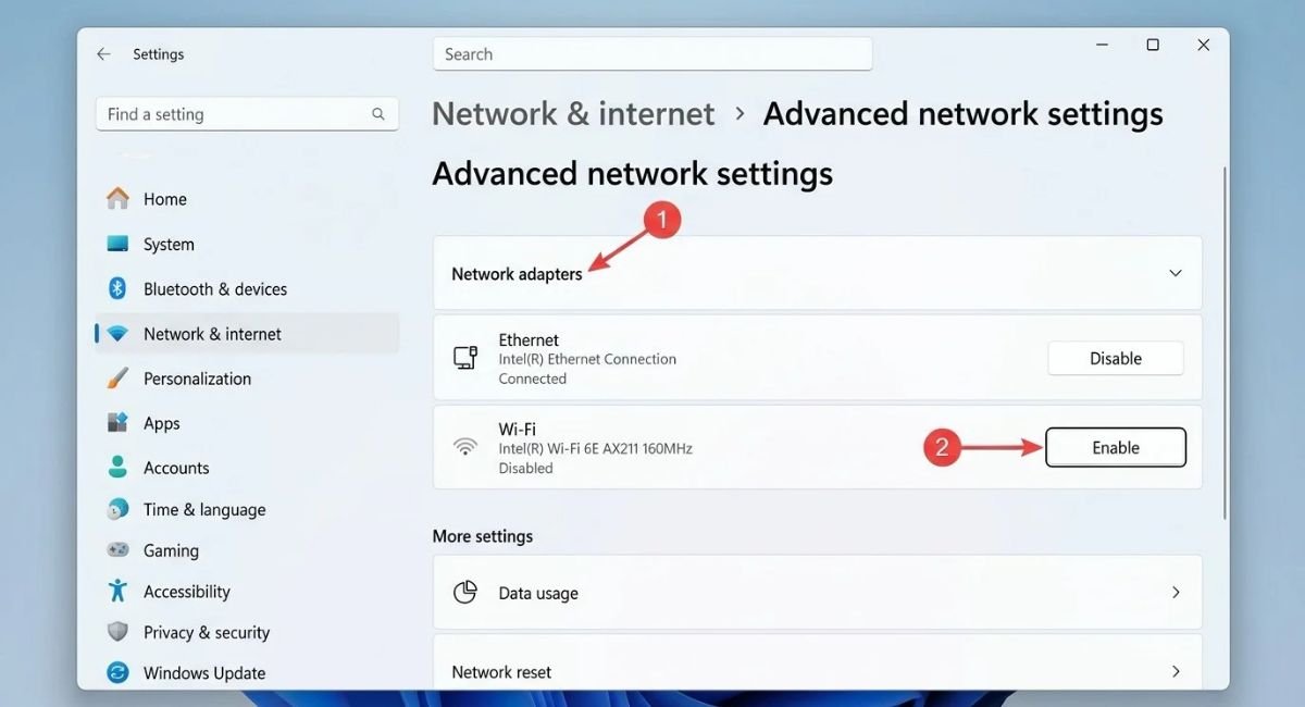 Enable a Disabled Network Adapter in Windows 11
