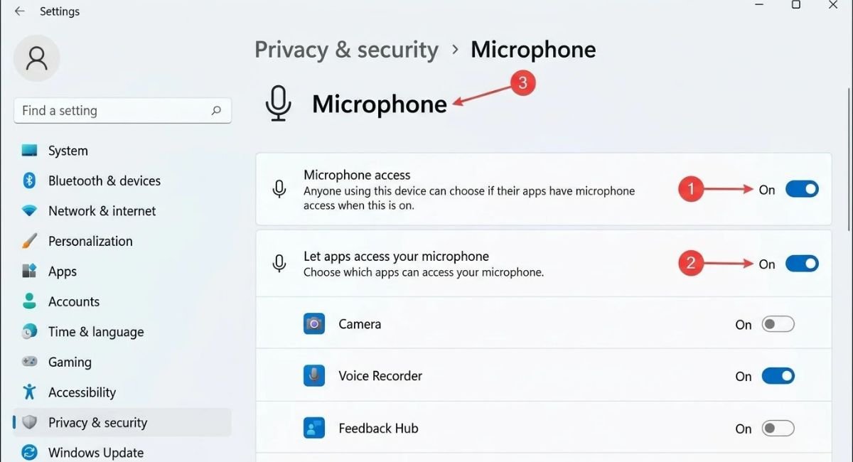 Enable Microphone Access in Windows 