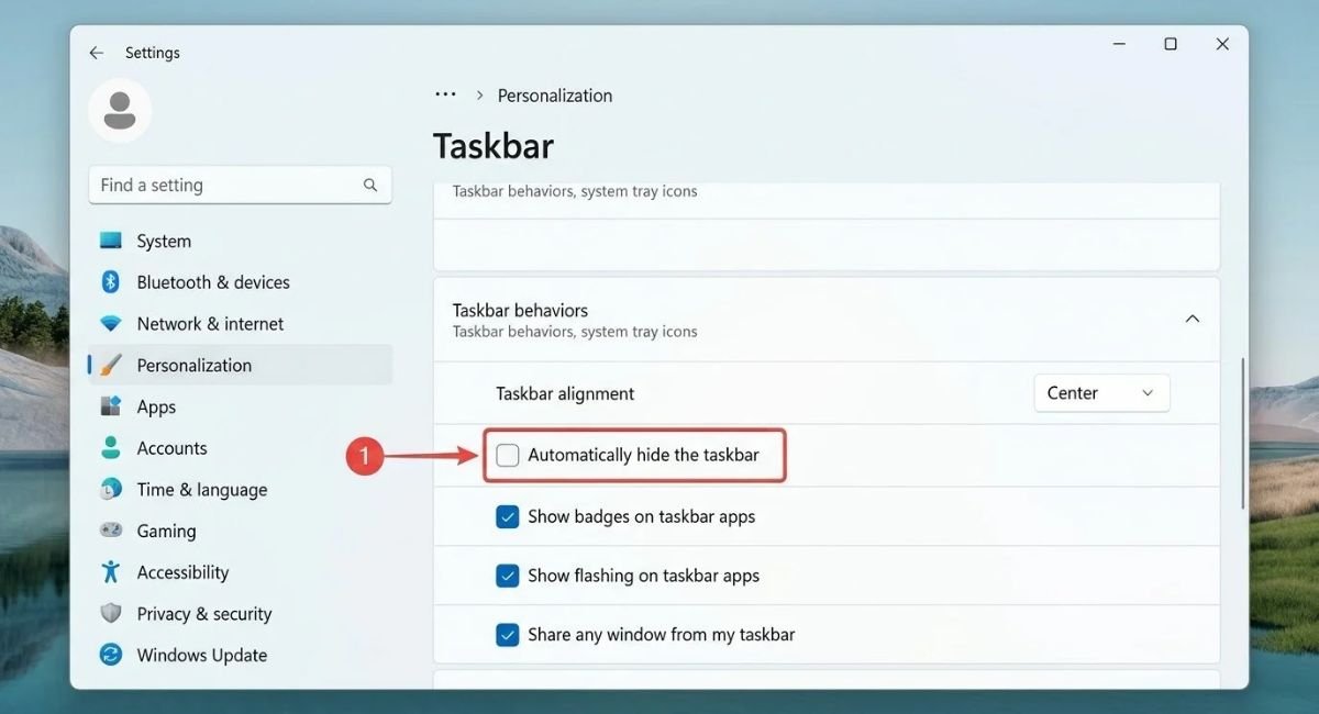 Fix Auto-Hide Taskbar Settings in Windows
