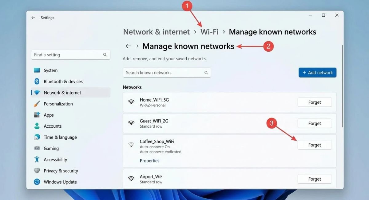Forget and Reconnect to Wi-Fi in Windows 11