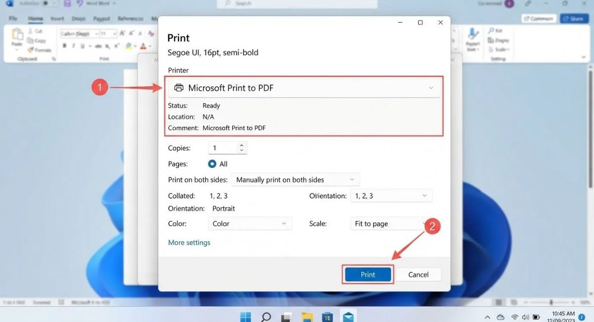 Print a Document Using Microsoft Print to PDF