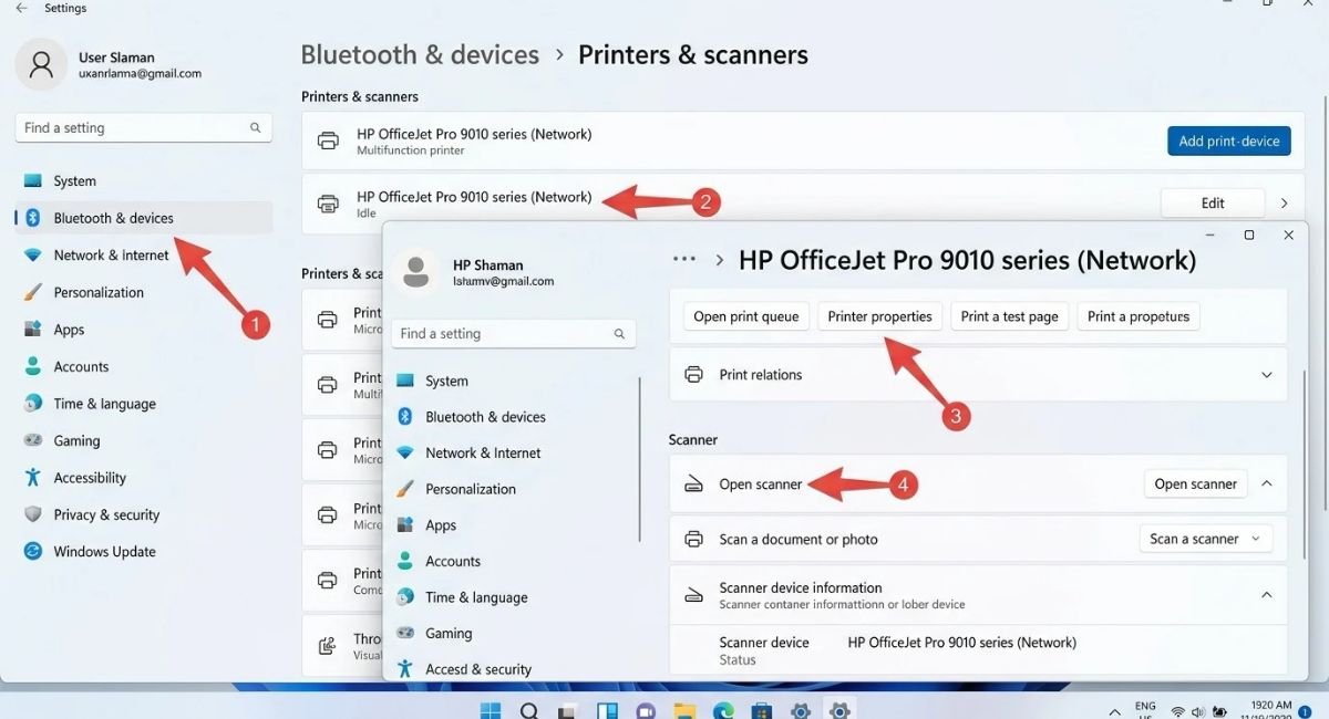 Printer and Scanner Settings in Windows