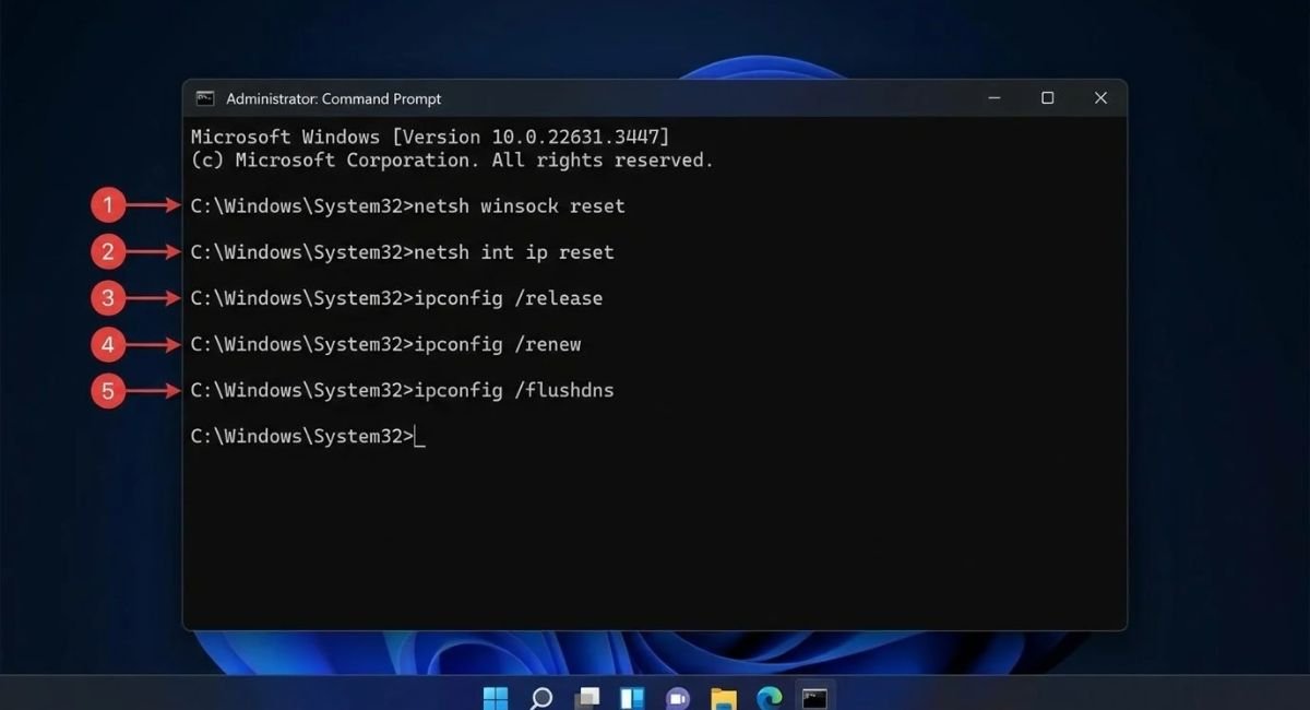 Reset Network Settings Using Command Prompt