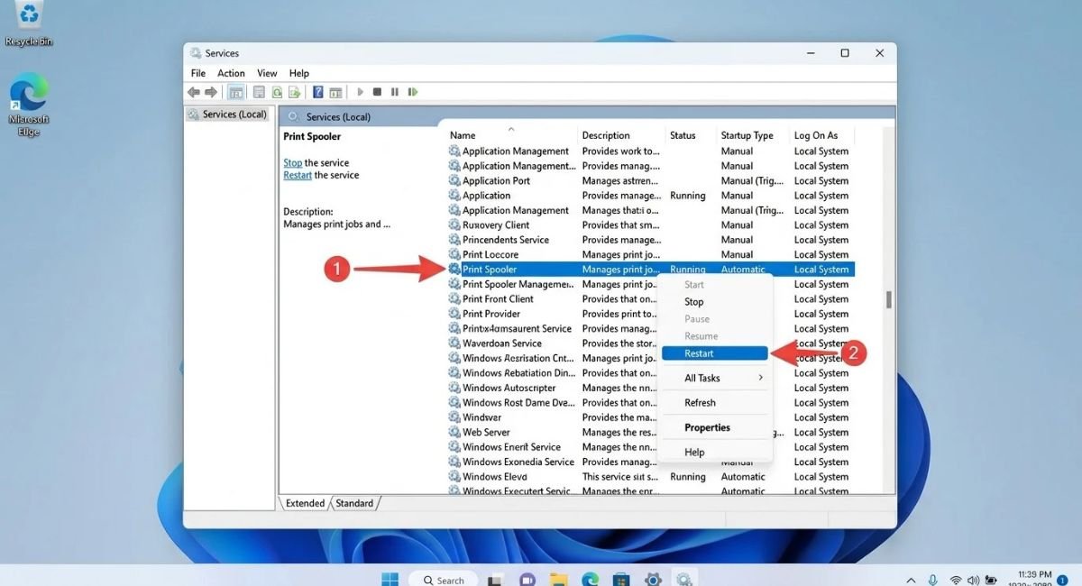 Restart Print Spooler Service in Windows 11