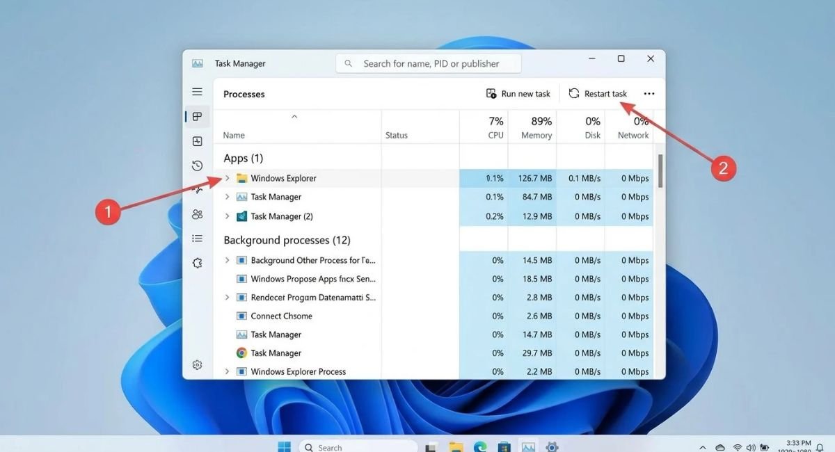 Restart Windows Explorer to Fix a Frozen Taskbar
