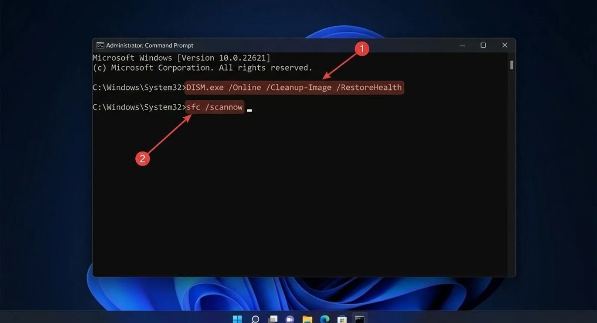 Run DISM and SFC to Repair Windows Taskbar Problems