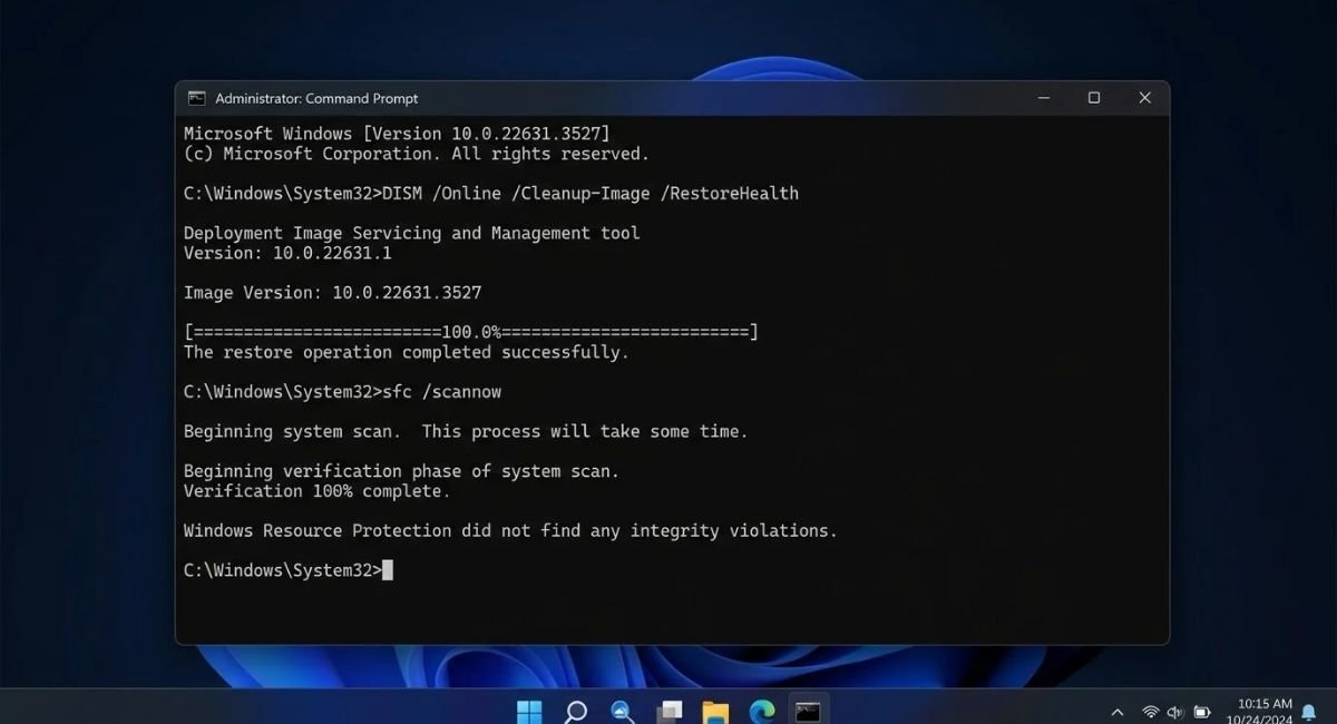 Run SFC and DISM Scans to Repair Windows System Files