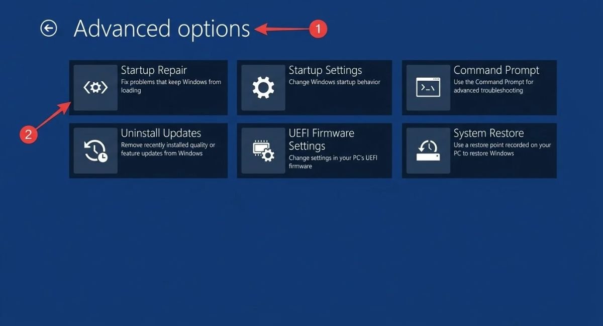 Run Startup Repair in Windows Recovery