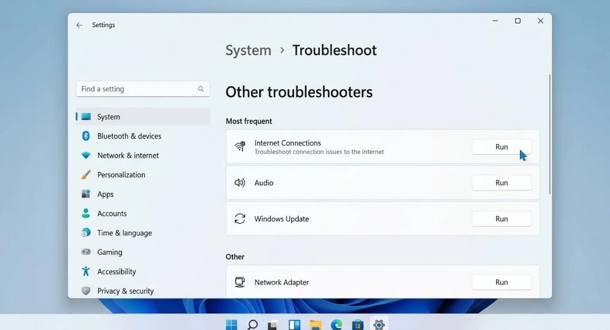 Run the Network Troubleshooter in Windows