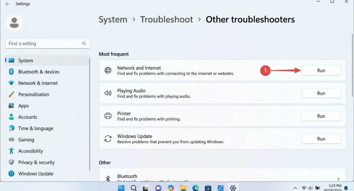 Run the Network Troubleshooter in Windows