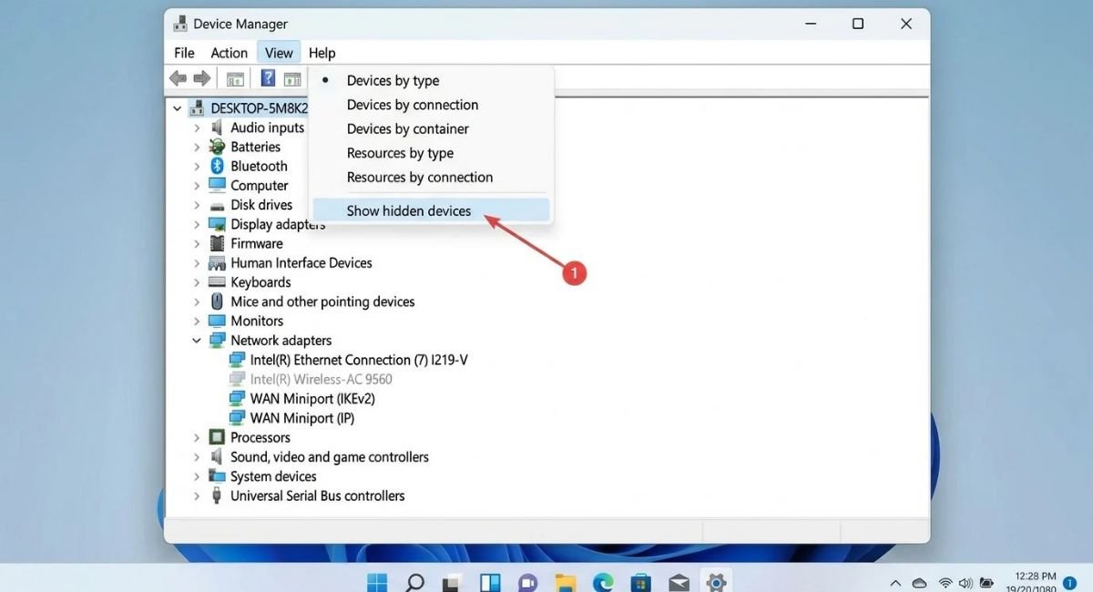 Show Hidden Network Adapters in Windows 11 Device Manager
