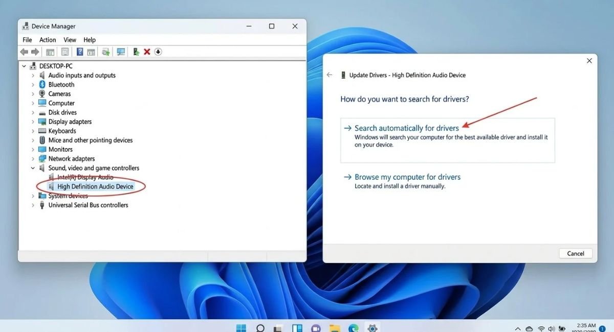 Update the Audio Driver in Device Manager