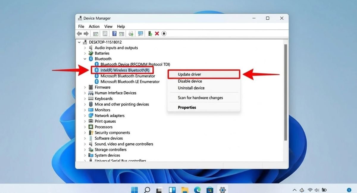 Update the Bluetooth Driver in Windows 11 Device Manager