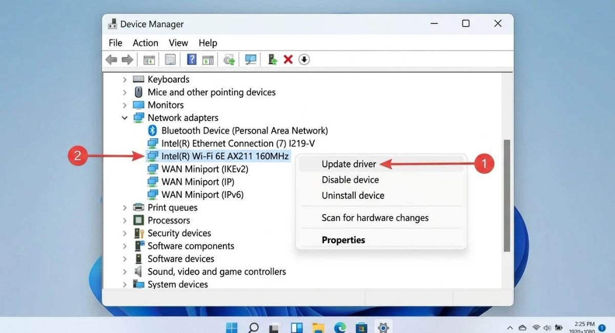 Update the Wi-Fi Driver in Device Manager