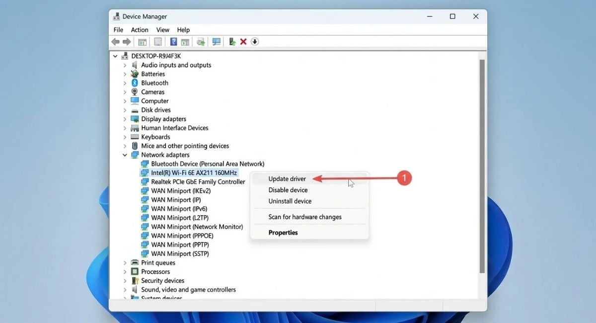 Update the Wi-Fi Driver in Windows