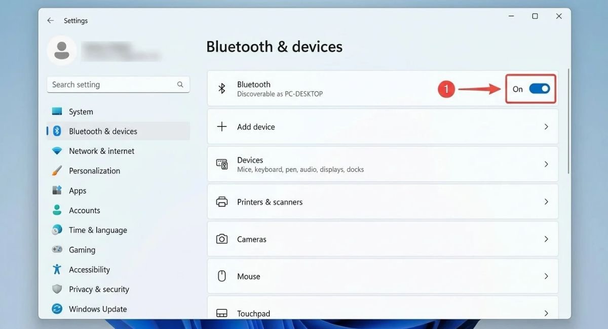 Windows 11 Bluetooth Settings and Enable Bluetooth