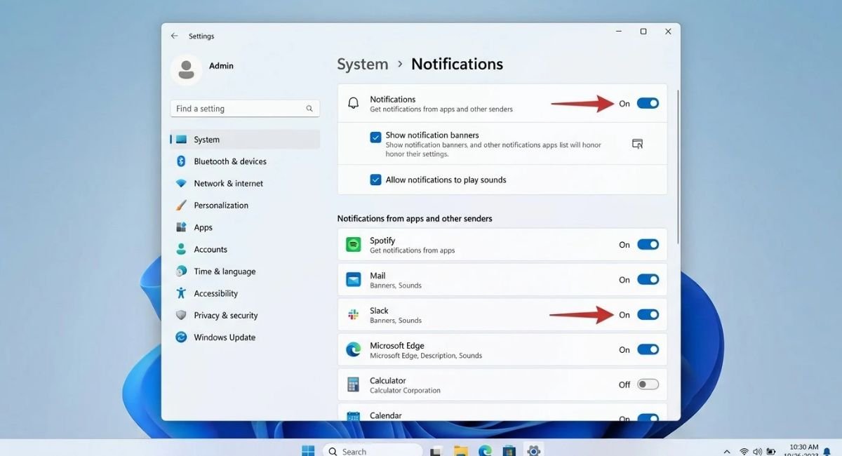 Windows 11 Notification Settings