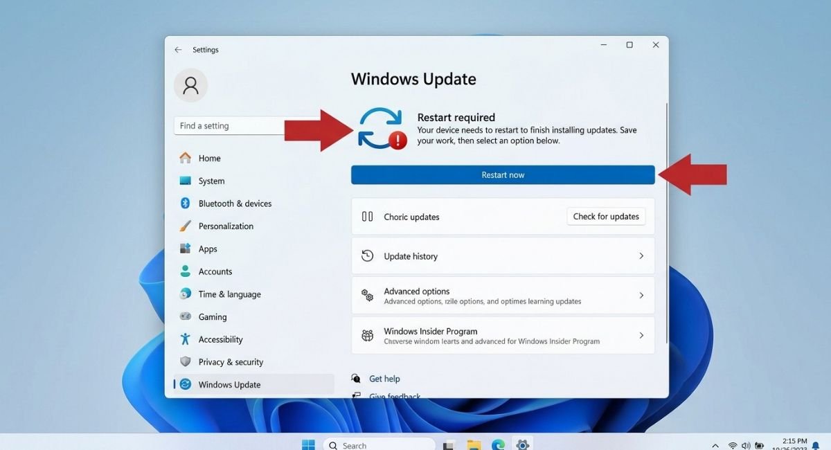 Windows Update and Restart Required Status
